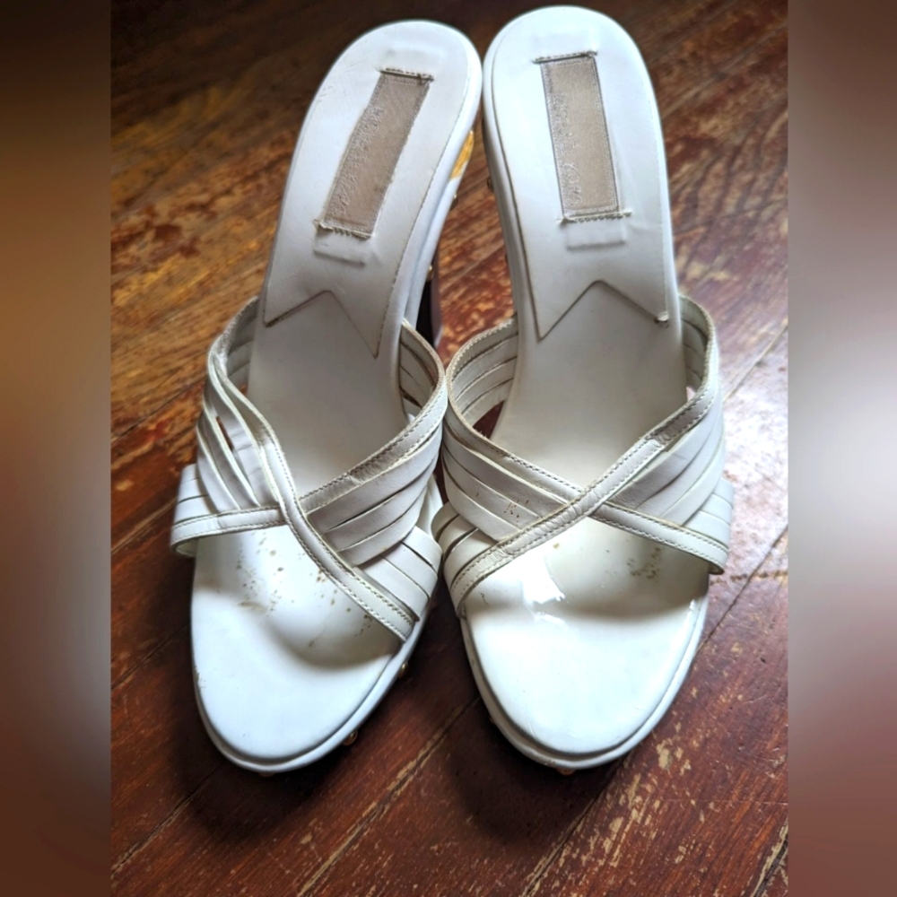 Michael Kors white leather platform sandals